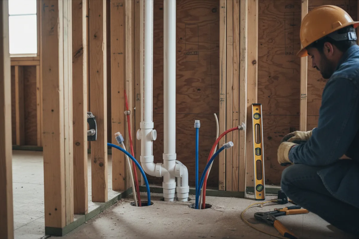 Drain and supply rough-in during Drain Cleaning in Zieglerville