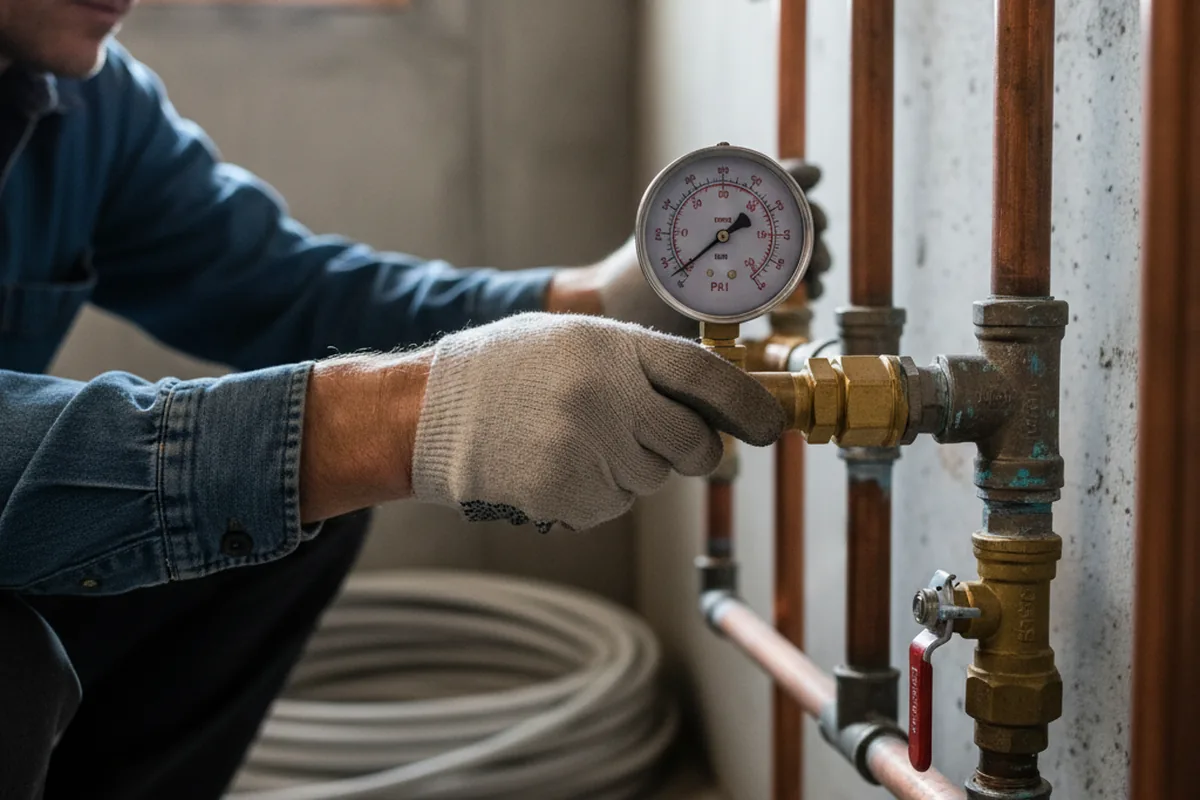 Pressure testing a repaired line during Water Line Repair in Zieglerville